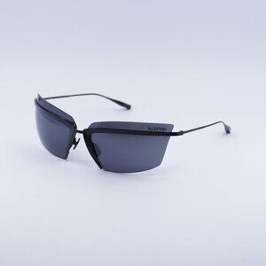 Valentino V-LURE VLS-130A Sunglasses Shiny Black Square Frame, Grey AR Lenses